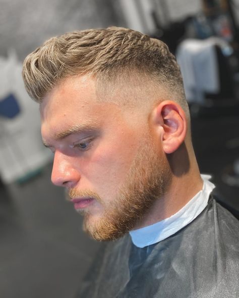 @ cutcutnajlepszybarberpoznan Blonde Beard Styles, Short Blonde Hair Men, Mens Haircuts Blonde, Fade Haircut With Beard, Blonde Beard, Men Fade Haircut Short, Short Hair With Beard, Short Fade Haircut, Men Blonde Hair