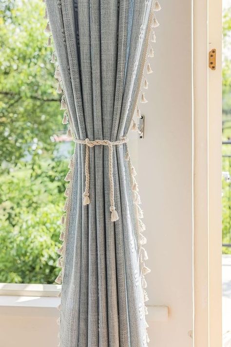 Amazon.com: Boho Curtains for Bedroom Embroidery Striped Farmhouse Curtains 96 Inches Long 2 Panels Set Blue Linen Curtains Tassel Bohemian Semi-Blackout Window Curtains for Living Room ( 52" W x 96" L,Blue) : Home & Kitchen Blue Linen Curtains, Blue Curtains Bedroom, Light Blue Bedroom, Walls Decor, Farmhouse Curtains, Curtains For Bedroom, Boho Curtains, Curtains For Living Room, Blue Bedroom