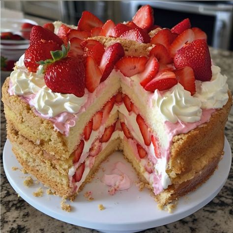 Ultimate Strawberry Shortcake Recipe Strawberry Birthday Desserts, Strawberry Shortcake Cake Recipe, Diy Strawberry Cake, Strawberry Shortcake Ideas, Strawberry Shortcake Cakes, Strawberry Cheesecake Shortcake, The Best Strawberry Shortcake, Strawberry Shortcake Birthday Cake, Lemon Lush Dessert