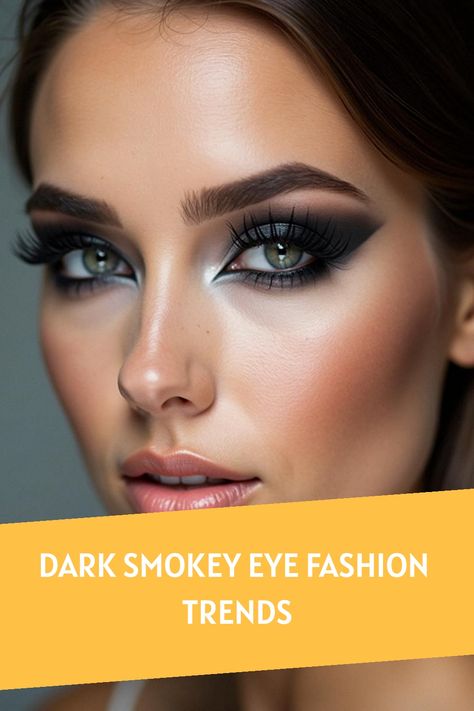 Dark Smokey Eye Fashion Trends Dark Smokey Eye, Smokey Eye Look, Blonde With Blue Eyes, Smokey Eye Easy, Elegant Evening Wear, Black Smokey Eye, Dark Eyeshadow, Makeup Icons, Eye Fashion