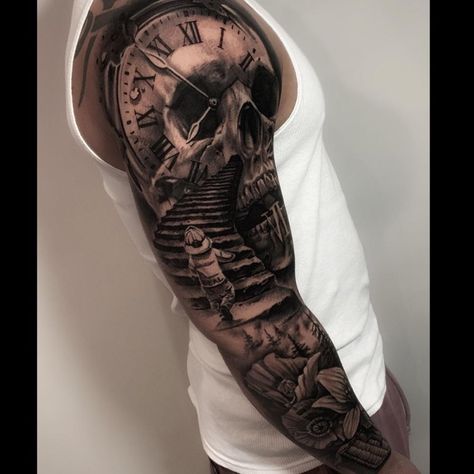 Mens Firefighter Tattoo, Amazing Sleeve Tattoos Men, All Arm Tattoo Men, Men's Sleeve Tattoo, Fire Arm Sleeve Tattoo, Mens Sleeve Ideas, Firefighter Tatoos Ideas, Firefighter Sleeve Tattoos For Guys, Firefighter Tattoo Ideas For Men