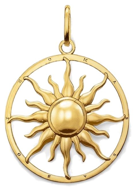 "Untitled #3359" by daughteroflightning on Polyvore featuring Thomas Sabo Gold Pendants For Men, Glam Jewelry, Plates Diy, Sun Pendant, Floating Charms, Gold Sun, 18k Gold Jewelry, Thomas Sabo, Pendant Design