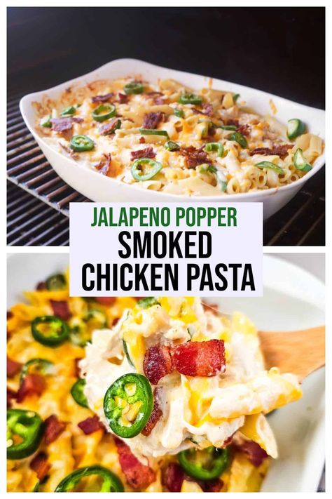 Jalapeno Popper Smoked Chicken Pasta | Looking for a fun new Traeger recipe? try this smoked chicken pasta! #traeger #smokedchickn #chicken #recipes #smoked Smoked Chicken Alfredo, Smoked Pasta Recipes, Smoked Chicken Casserole Recipes, Smoked Chicken Recipes Dishes, Recipes Using Smoked Chicken, Smoked Chicken Leftovers, Recipes With Smoked Chicken, Leftover Smoked Chicken Recipes, Smoked Chicken Pasta