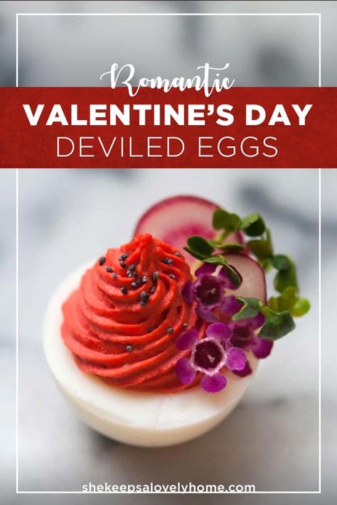 Want to create the prettiest Valentine's Day deviled eggs? All you need is some mustard, mayo, creamy horseradish and a little drop of dye or all-natural beet juice color. #deviledeggs, #valentinesday via @shekeepsalovelyhome Colored Deviled Eggs Recipe, Colored Deviled Eggs, Valentijnsdag Diy, Halloween Deviled Eggs, Creamy Horseradish, Easter Deviled Eggs, Devilled Eggs, Bacon Deviled Eggs, Deviled Eggs Recipe