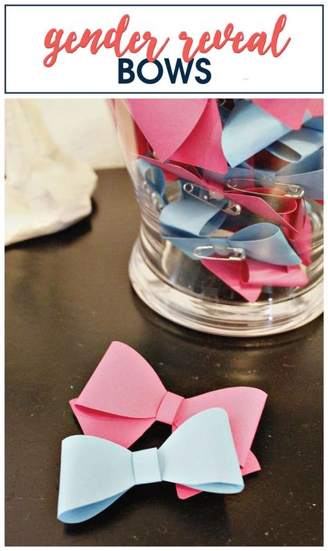 Come and make your own gender reveal pins and bowtie printable for your next baby gender reveal party to help people declare Team Boy or Team Girl. #genderrevealpins #genderrevealparty Baby Reveal Party Decorations, Team Boy Or Team Girl, Gender Reveal Pins, Diy Gender Reveal, Gender Reveal Diy, Simple Gender Reveal, Creative Gender Reveals, Paper Bows, Gender Reveal Party Favors