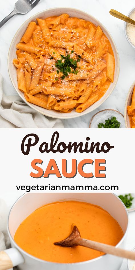 Pamadore Sauce, Palomino Sauce Recipes, Meatless Pasta Sauce, Unique Pasta Sauce, Aurora Sauce Recipe, Palomino Sauce, Aurora Sauce, Yogurt Pasta Sauce, Rose Pasta Sauce