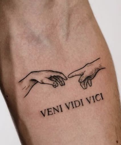 Vidi Vici Veni Tattoos, Vini Vidi Vici Tattoo, Veni Vidi Amavi Tattoo, Made In Hell Tattoo, Veni Vidi Vici Tattoo, Hell Tattoo, Cruces Tattoo, Rip Tattoos For Mom, Trylogia Hell