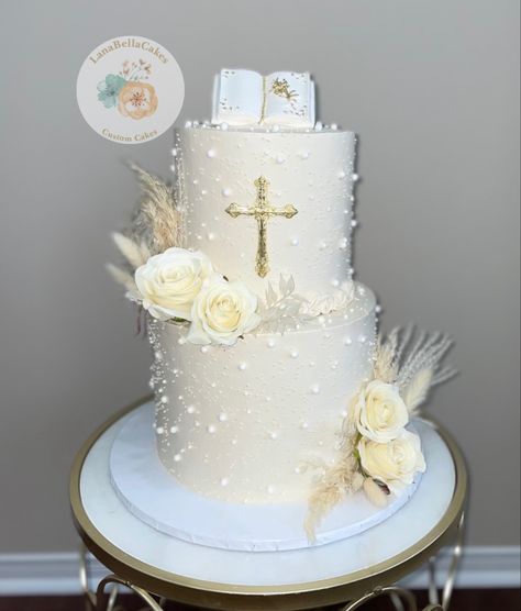 Baptism cake boho theme cake Decoration Communion, Comunion Cake, Dedication Cake, Confirmation Party, Holy Communion Cakes, Primera Comunion Ideas, Religious Cakes, First Communion Cakes, Confirmation Cakes