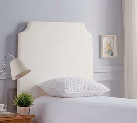 The DIY #Headboard makes your #Dorm_Room feel a lot more like home. Leave it #White or add fabric to match your #College_Bedding, the choice it up to you! #Dorm_Furniture #Dorm_Essentials #Dorm_Style #DormCo College Headboard, Dorm Room Headboards, Dorm Headboard, Diy College, Closet Diy, College Bedding, Dorm Room Hacks, Dorm Diy, Dorm Room Diy