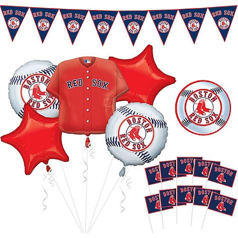 Red Sox Theme Birthday Party, Red Sox Birthday Party, Red Sox Party, Red Sox Jersey, Socks Party, Baseball Theme Party, Red Sox Logo, Dads Birthday, Red Socks