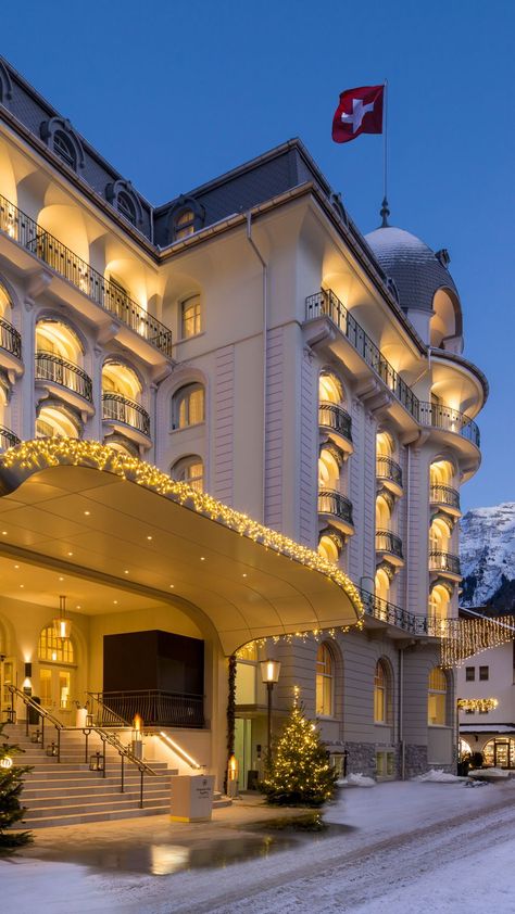 St Moritz Skiing, Engelberg Switzerland Winter, Switzerland Hotels Luxury, Hotel In Mountain, Switzerland Beautiful Places, Luxury Hotel Aesthetic, Life In Switzerland, Hotel In Switzerland, Swiss Christmas