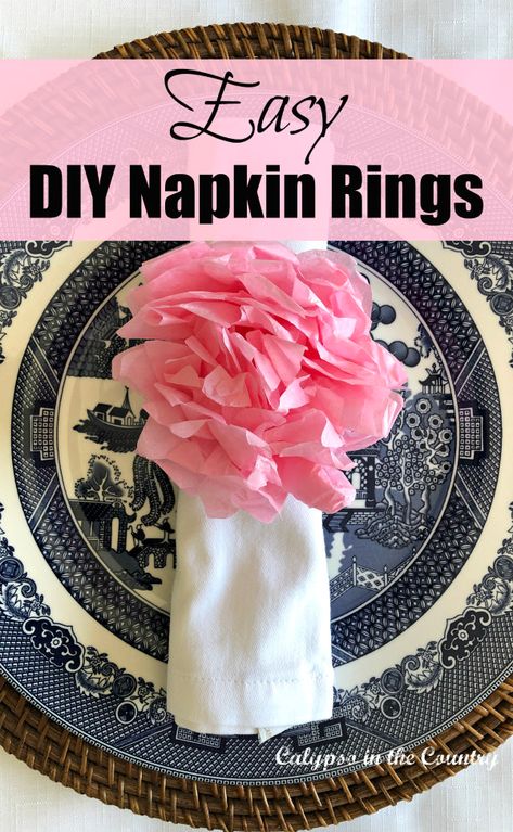 Diy Floral Napkin Rings, Tea Tablescapes, Diy Napkin Rings, Folding Napkins, Floral Napkin Rings, Paper Napkin Rings, Decoupage Crafts, Tissue Paper Flowers Diy, Creative Napkins