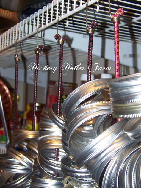 Canning Jar Organization, Storing Mason Jar Lids And Rings, How To Store Canning Rings, Canning Organization Storage Solutions, Canning Ring Storage Ideas, Mason Jar Lid Storage Ideas, Canning Room Ideas, Canning Lid Storage, Canning Kitchen Ideas