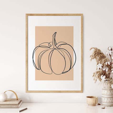 Seasonal Paintings, Boho Fall Decor, Fall Canvas Painting, Fall Canvas, Minimalist Line Art, Line Art Print, Fall Art, Fall Wall Art, Cardboard Art