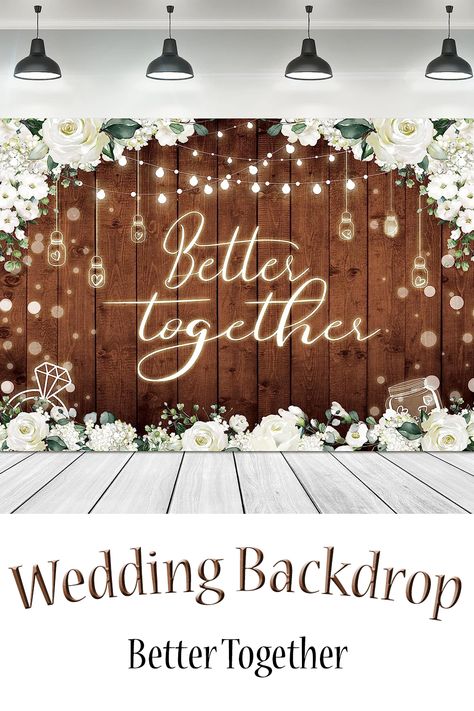 Better Together Backdrop  
Farmhouse Rustic Rural Wooden Plank and White Flowers for Bridal Shower, Wedding Photography Background, Banner Photo Shoot or Decor Props for a photo booth. Can also be used behind the sweetheart table during the wedding reception.
7Wx5H Feet Fabric Polyester Wedding Toast Photos, Floral Party Theme, Harvest Wedding, 70s Theme Party, Rustic Wedding Backdrops, Wooden Plank, Banner Photo, Traditional Wedding Decor, Wedding Toasts