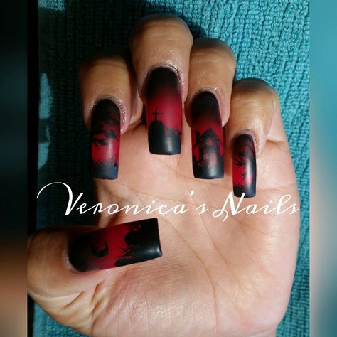 Matte nails Halloween red black Halloween Nails Red Black, Red And Black Halloween Nails Coffin, Matte Black Blood Drip Nails, Black And Red Blood Drip Nails, Matte Black And Orange Halloween Nails, Nails Halloween, Matte Nails, Halloween Nails, Hair And Nails