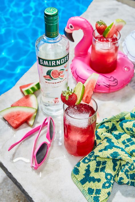 Need something cool for drinking by the pool? It’s just about summer and Memorial Day weekend is the perfect occasion for the Smirnoff Watermelon Vodka Pool Party Spritzer. Cannonball! Pool Party Spritzer Recipe: 1.5 oz Smirnoff watermelon, 3 oz cranberry juice, splash of simple syrup, limes, strawberries, watermelon garnish Holiday Manifestation, Watermelon Garnish, Watermelon Spritzer, Smirnoff Watermelon, Smirnoff Flavors, Lime Garnish, Juice Splash, Spritzer Recipes, Vegas Pool