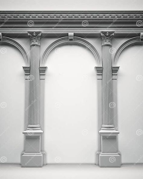 Corinthian Columns with an Arcade Stock Illustration - Illustration of classical, greek: 11506885 Architectural Figures, Interior Pillars, Rome Architecture, Corinthian Columns, Compound Wall Design, Cornice Design, Architecture Classic, Aesthetic Architecture, House Wall Design