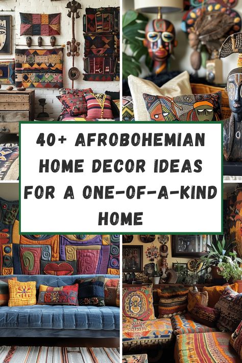 Forget run of the mill boring homes and embrace a space that's as unique and vibrant as you are! Afrobohemian decor is all about bold patterns, rich colors, global treasures, and a touch of wanderlust Afrobohemian Home Decor, Afro Boho Living Room, Afro Boho Decor, Afro Bohemian Style Decor, Afrohemian Decor, African Bedroom, Modern African Decor, Afro Boho, Afro Bohemian