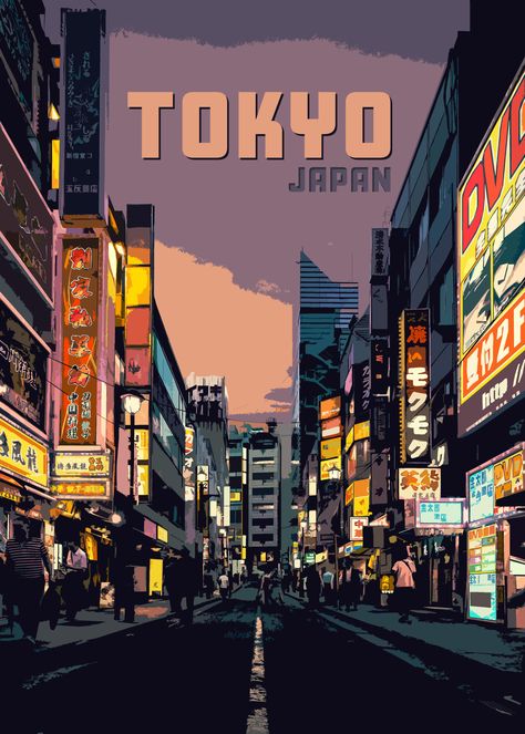 Patches Ideas, Tokyo Poster, Japanese Posters, Cityscape Drawing, Tokyo Aesthetic, Japan Graphic Design, Japanese Wallpaper, Japan Poster, Magazine Ideas