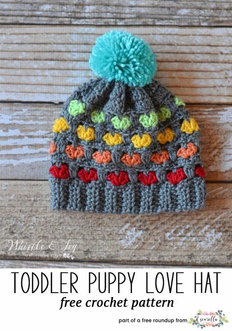 Crochet Beanie Hat Free Pattern, Crochet Toddler Hat, Heart Stitch, Crochet Newborn Hat, Crochet Kids Hats, Crochet Toddler, Crocheted Hat, Crochet Hat Free, Crochet Knit Hat