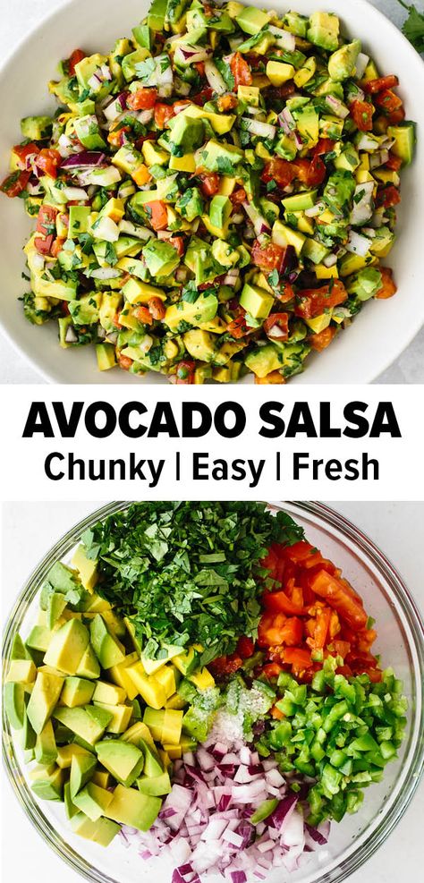 A fun way to switch up your salsa recipe routine is with this avocado salsa recipe! It's an easy healthy snack or appetizer recipe. #snackideas #avocadorecipes #salsarecipe Avocado Salsa Recipe, Healthy Side Dish, Avocado Salsa, Healthy Side, Say Bye, Healthy Snacks Easy, Avocado Recipes, Healthy Appetizers, Salsa Recipe