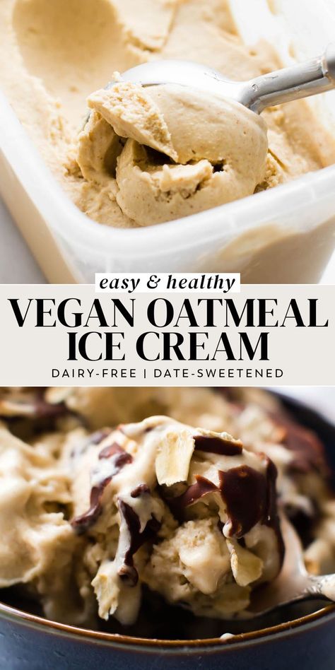 Oatmeal Ice Cream, Homemade Ice Cream Flavor Ideas, Ayurvedic Snacks, Oatmilk Ice Cream, Oat Ice Cream, Alkaline Desserts, Healthy Nice Cream, Kitchen Aid Ice Cream, Vanilla Oatmeal