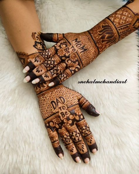 Baby Shower Mehndi Designs Easy, Mom To Be Mehndi Design, Sreemantham Mehandi Designs, Baby Shower Mhendi Design Hand, Simple Baby Shower Mehendi Designs, Mehndi Designs For Baby Shower Function, Baby Shower Mehandi Designs, Baby Shower Mehendi Designs Latest, Mom To Be Mehendi Design