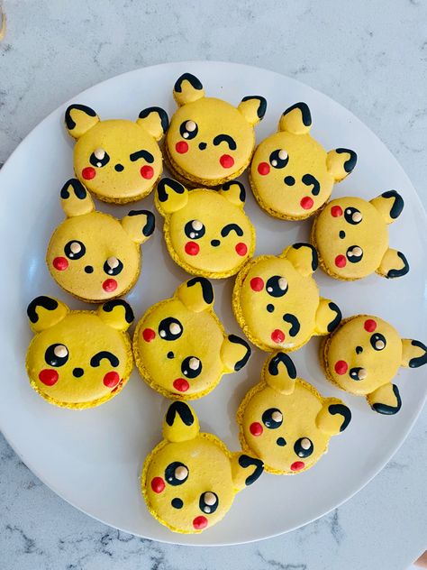 Aren’t they the most adorable things ever?! Too cute to eat. #diy #macaroons #pikachu #dessert #dessertideas #desserttable #baking #pokemoncenter #pokemoncenter #cutenessoverload #foodporn #foodphotography #foodblog #foodstyling #foodstagram Pikachu Dessert, Pokemon Macarons, Diy Macaroons, Pikachu Food, Pokémon Desserts, Pokemon Desserts, Pikachu Cupcakes, Pikachu Cake Birthdays, Pokemon Party Decorations