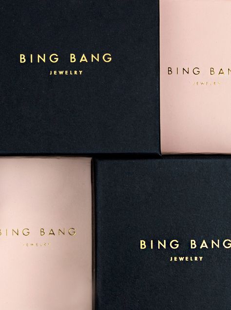 Bing Bang Jewelry Jewelry Logo Design, Jewelry By Brand, Jewerly Designs, Trendy Jewerly, Black Gold Jewelry, Branding Design Packaging, Jewelry Logo, Logo Gallery, Packaging Design Inspiration