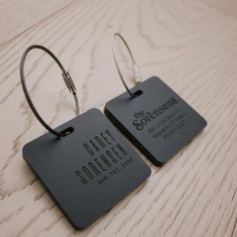 Laser Products, Acrylic Luggage Tags, Travel Luggage Tag, Bench Designs, Black Acrylic, Black Acrylics, Wooden Decor, Card Tags, Luggage Tag