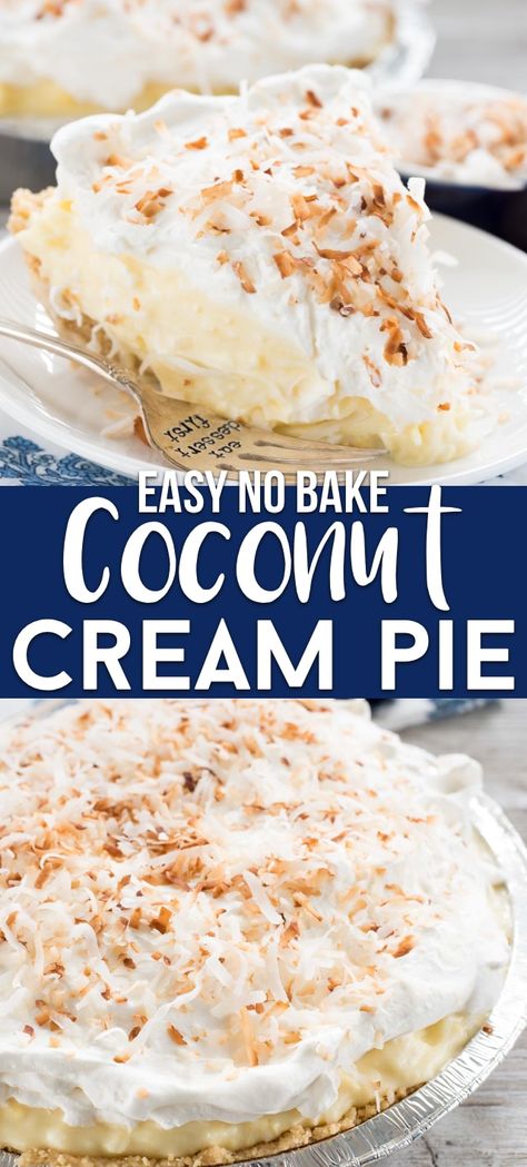 This easy Coconut Cream Pie has a Golden Oreo Crust and is simple with just 5 ingredients. It’s the best no-bake coconut pie recipe! Coconut Cream Pie No Bake, No Bake Coconut Cream Pie, Golden Oreo Crust, Coconut Creme Pie, Coconut Cream Pie Easy, Pie No Bake, Coconut Pie Recipe, Baking Recipes Pie, Coconut Cream Pie Recipes