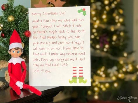 Christmas Eve Eve Elf Ideas, Letter For Christmas, Elf Farewell, Christmas Eve Box Ideas, Send Off Ideas, Farewell Letter, Its Christmas Eve, Elf Letters, Elf Sweater