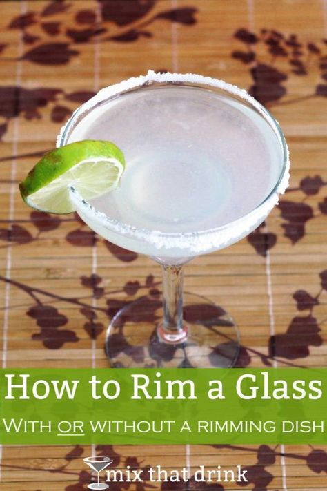 Learn how to rim a glass with salt or sugar. You can use a saucer, or you can buy a special rimming dish. Both methods can work well - it's just a matter of learning the basics and then practicing. https://mixthatdrink.com/how-to-rim-a-glass/ Rim Salt, Glass Video, Basic Cocktails, Party Food Bar, Margarita Salt, Gin Recipes, Candy Drinks, Vodka Recipes, Easy Cocktails