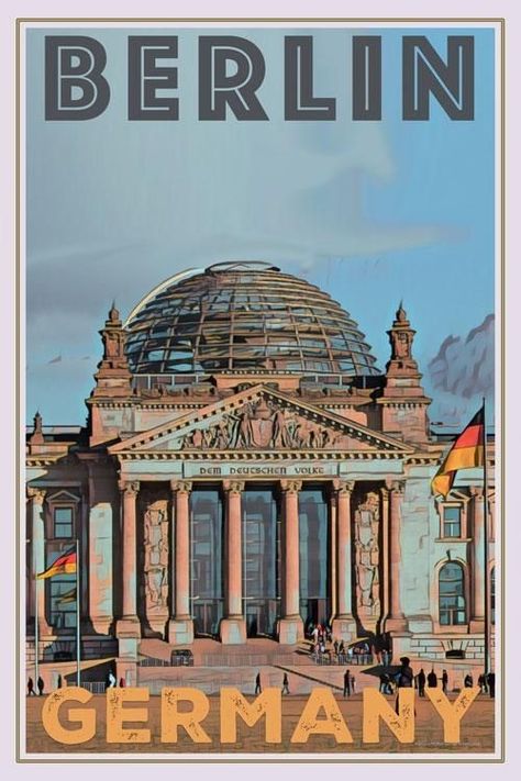 Berlin Poster, Sejarah Kuno, Travel Poster Design, Vintage Poster Design, Poster City, Retro Travel Poster, Life Poster, Personalized Posters, Vintage Travel Poster