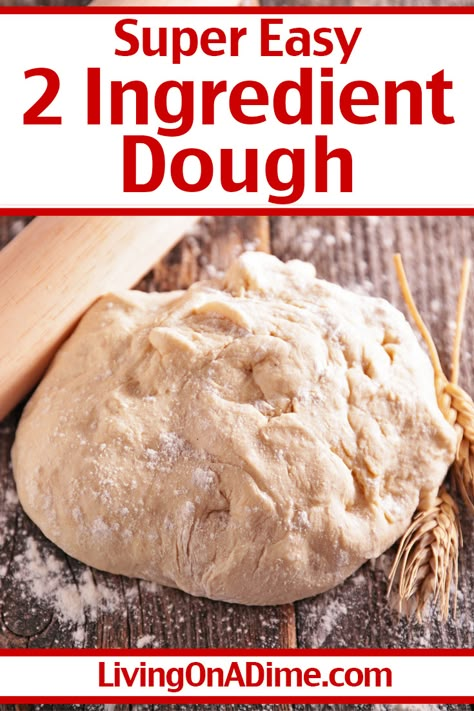 2 Ingredient Dough Recipes, Recipes Cinnamon Rolls, Basic Dough Recipe, Two Ingredient Dough, 2 Ingredient Pizza Dough, Living On A Dime, 2 Ingredient Dough, Bagel Recipe Easy, Easy Cinnamon Rolls Recipe