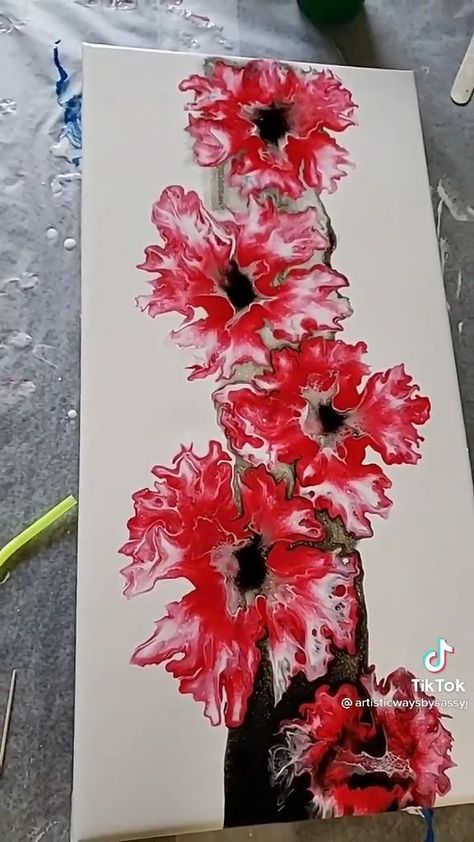 Watercolor Straw Blowing Art, Straw Blowing Art Painting Techniques, Blow Painting Ideas, Blow Painting With Straws Ideas, Straw Blowing Painting, Straw Blow Painting, Acrylic Spatula Painting, Blow Art Painting, Large Floral Paintings