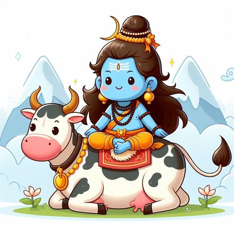 Cute Shivji Drawing, Cute Mahadev, Shiva Cartoon, Ganesha Artwork, God Artwork, Boho Art Drawings, Concept Art Tutorial, Lord Ganesha Paintings, Ganesh Art