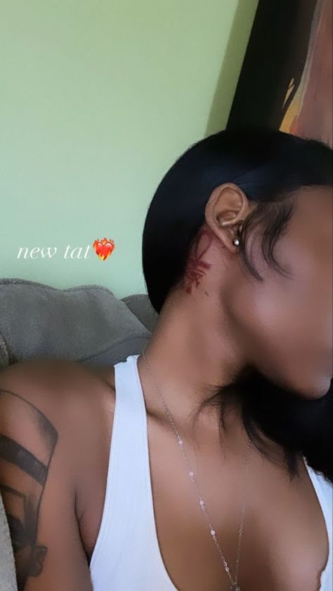 Word Neck Tattoos Black Women, Back Of Neck Tattoo Black Women, Neck Tattoos Women Black, Neck Tats Women Words, Eat Tattoos Women, Neck Tattoos Black Women, Behind The Neck Tattoos For Women, Cute Neck Tattoos For Women, Neck Tats Women