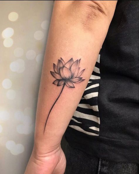 Lotus With Stem Tattoo, Lotis Tattoo, Lotus Flower Tattoo Wrist, Adoption Tattoo, Lotus Flower Tattoos, Pretty Flower Tattoos, Lotus Tattoo Design, Family Tattoo Designs, Native Tattoos