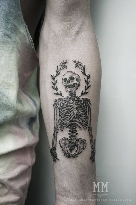 40 skeleton tattoo designs Skeleton Tattoo, Skeleton Tattoos, Muster Tattoos, Pattern Tattoo, Skull Tattoos, Forearm Tattoos, Skin Art, Forearm Tattoo, Piercing Tattoo