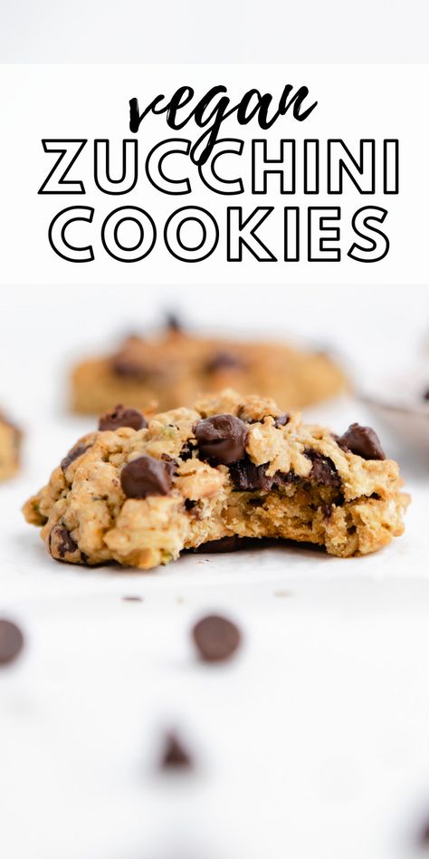 Zucchini Cookie Recipes, Zucchini Chocolate Chip Cookies, Zucchini Cookies, Zucchini Chocolate, Vegan Chocolate Recipes, Vegan Snack Recipes, Vegan Baking Recipes, Vegan Cookies Recipes, Vegan Zucchini