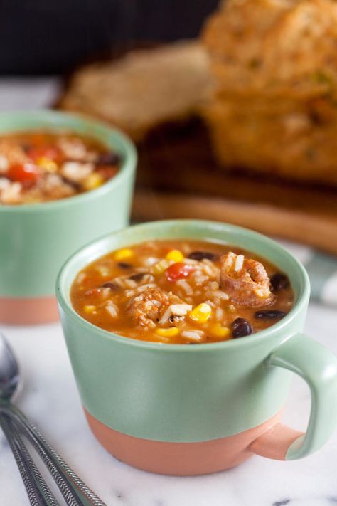 Southwest Chorizo Soup has a bunch of vegetables and spicy chorizo. What more could you want in a soup? Chorizo And Rice, Chorizo Soup Recipes, Chorizo Soup, Chorizo Recipes, Quirky Cooking, Diary Free, Best Soup Recipes, Delicious Soup Recipes, Chowder Recipes