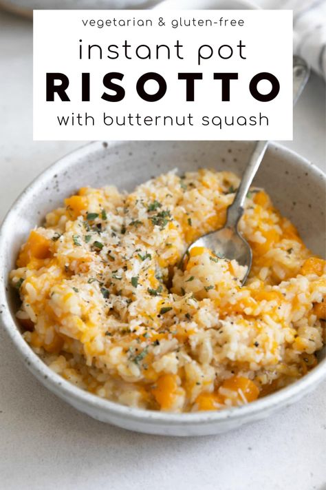 Instant Pot Vegetable Risotto, Instant Pot Butternut Squash Risotto, Instant Pot Squash Recipes, Butternut Squash Instant Pot Recipes, Butternut Squash Risotto Instant Pot, Risotto Instant Pot Recipe, Pressure Cooker Risotto, Vegetarian Pressure Cooker Recipes, Easy Instant Pot Recipes Healthy