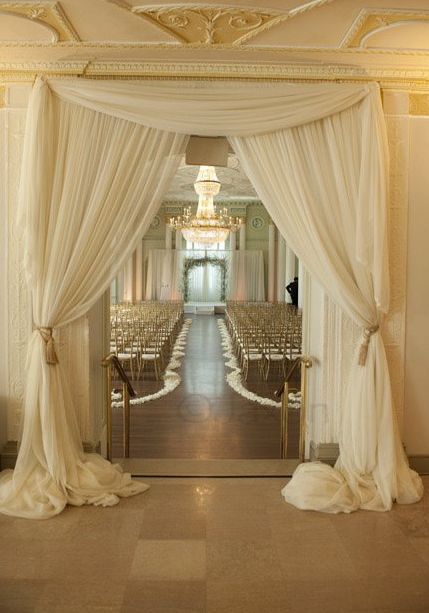 Draping and ceremony decor... Magical. Wedding Ceremony Pictures, Fabric Draping, Wedding Wishes, Ceremony Decorations, Here Comes The Bride, Trendy Wedding, Decoration Table, 인테리어 디자인, Pom Poms