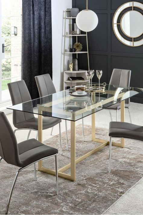 Square Glass Dining Table, Modern Glass Dining Table, Glass Dining Table Set, Glass Dining Room Table, Dining Table Gold, 6 Seater Dining Table, Glass Top Dining Table, Gold Effect, Small Dining Table