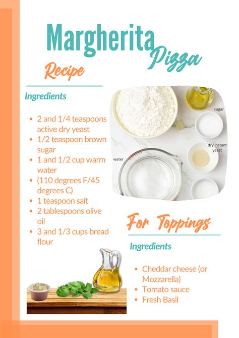 🍕Margherita Pizza Recipe🍕 👉Ingredients 🍯2 and 1/4 teaspoons active dry yeast 🍯1/2 teaspoon brown sugar 🍶1 and 1/2 cup warm water 📌(110 degrees F/45 degrees C) 🧂1 teaspoon salt 🧂2 tablespoons olive oil 🍯3 and 1/3 cups bread flour 🌟Toppings 👉Ingredients 🧀Cheddar cheese (or Mozzarella) 🥫Tomato sauce 🍃Fresh Basil 😋IENJOY! #Crownful #CrownfulOfficial #recipe #recipes #Recipeoftheday #recipevideo #recipeideas #recipeoftoday #recipeidea #recipeoftheweek #recipeinspo #recipeinspiration # Margherita Pizza Recipe, Mozzarella Tomato, Pizza Ideas, Active Dry Yeast, Pizza Ingredients, Margherita Pizza, Recipe Ingredients, Pizza Recipe, Instant Yeast