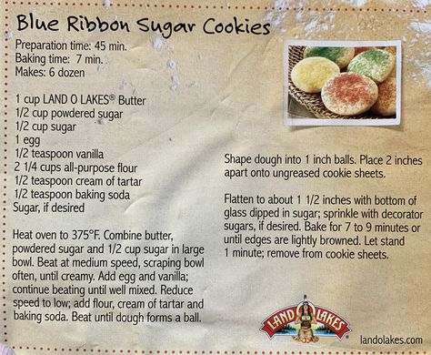 Land O Lakes Sugar Cookies, Land O Lakes Recipes, Old Fashioned Sugar Cookies, 1 Cookies, Land O Lakes Butter, Drop Sugar Cookies, Crisco Recipes, Sugar Cookie Recipe, Land O Lakes