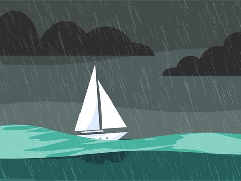 River Animation, Boat In A Storm, Ocean Animation, Boat Animation, Storm Illustration, Wave Animation, Wave Gif, Water Animation, Boat Cartoon