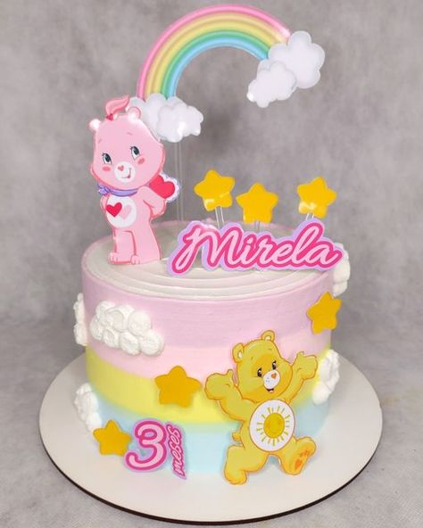 Care Bear Cakes, Bear Baby Shower Cake, Care Bears Birthday Party, Care Bear Party, Butterfly Birthday Cakes, Care Bear Birthday, Pink Teddy Bear, Butterfly Birthday, Baby Bear Baby Shower